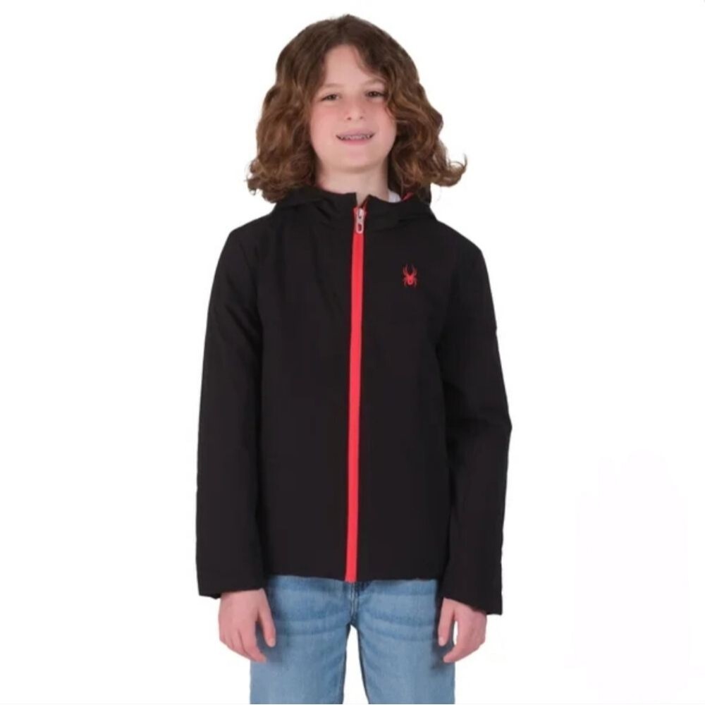 Spyder Youth Boys Superlite Relaxed Fit Logo Jacket Full Zip Black Size S (7/8)